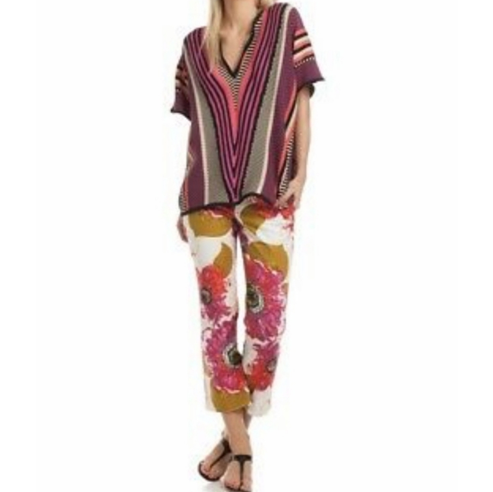 TRINA TURK Multicolored Geometric Print "Tyla" Poncho Sz M/L